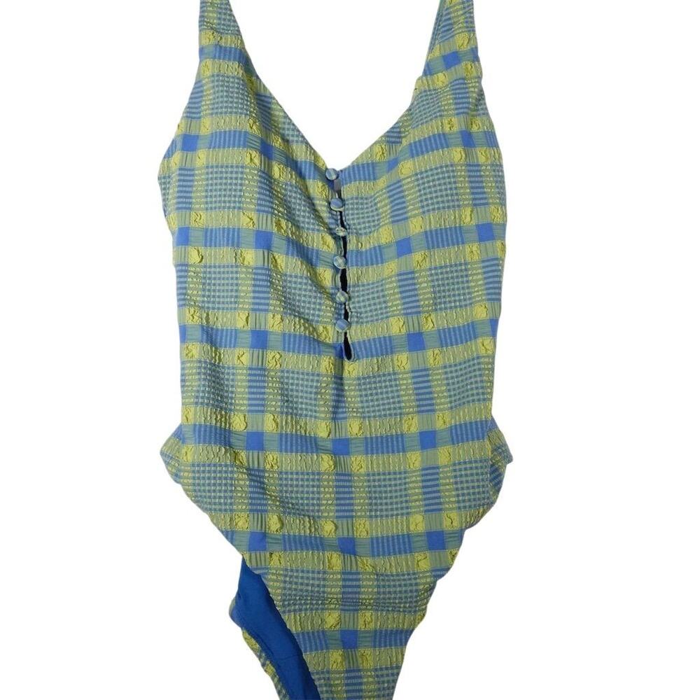 Flawed Sample Missing Button Andie Swim Women's Plaid Milos Swimsuit Small 2640